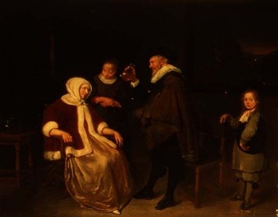 Visitando la donna malata da Quiringh Van Brekelenkam
